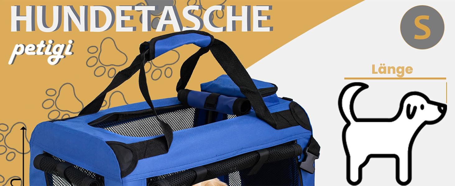 Складана переносна сумка-переноска для собак та котів Petigi (S, 50x35x36 см, блакитна)