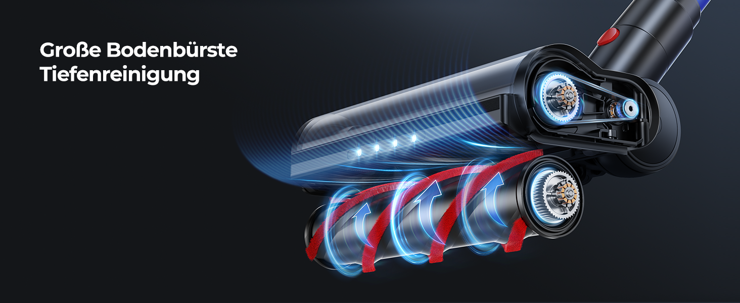 Бездротовий пилосос Fieety 550W з акумулятором, 45000Pa, 60 хвилин роботи, 6-в-1, тихий, з арома-пластиною, для твердих поверхонь, килимів та шерсті тварин