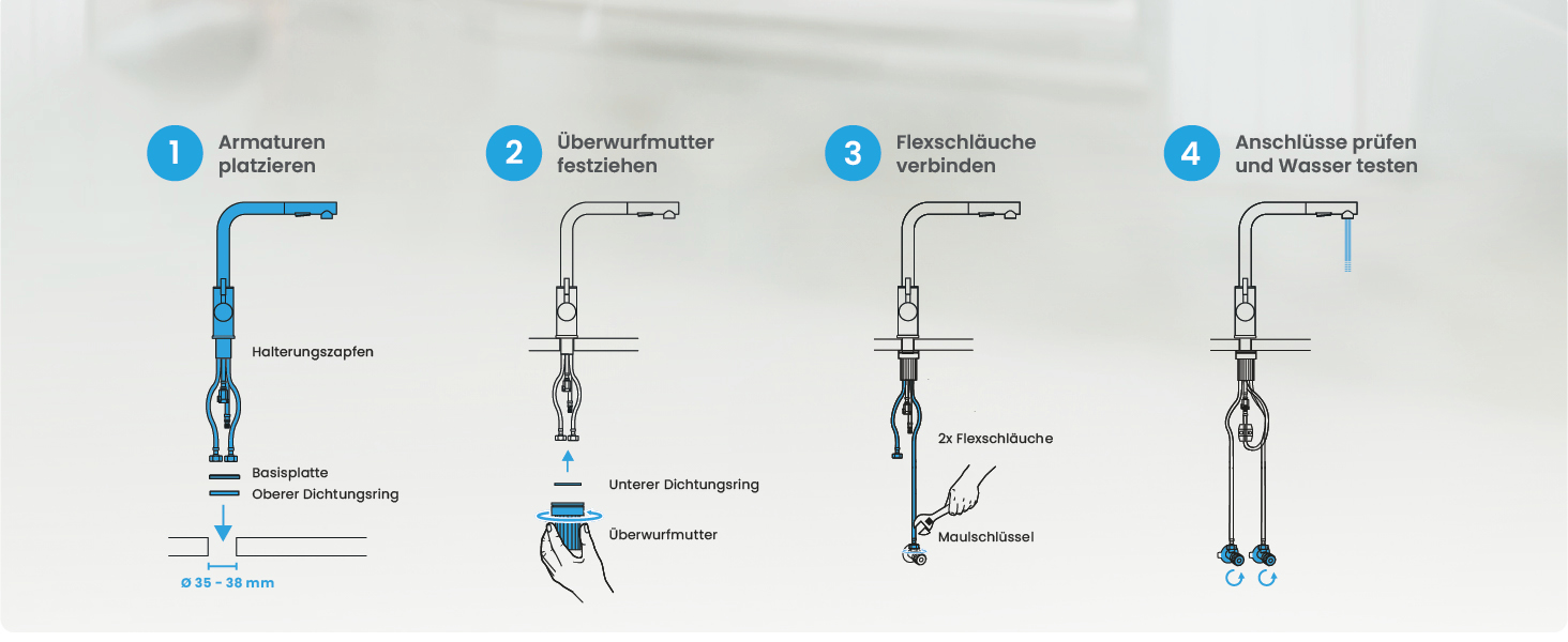 Кухонний змішувач Bächlein Varvaro – поворотний на 360° з висувним шлангом та душем – нержавіюча сталь