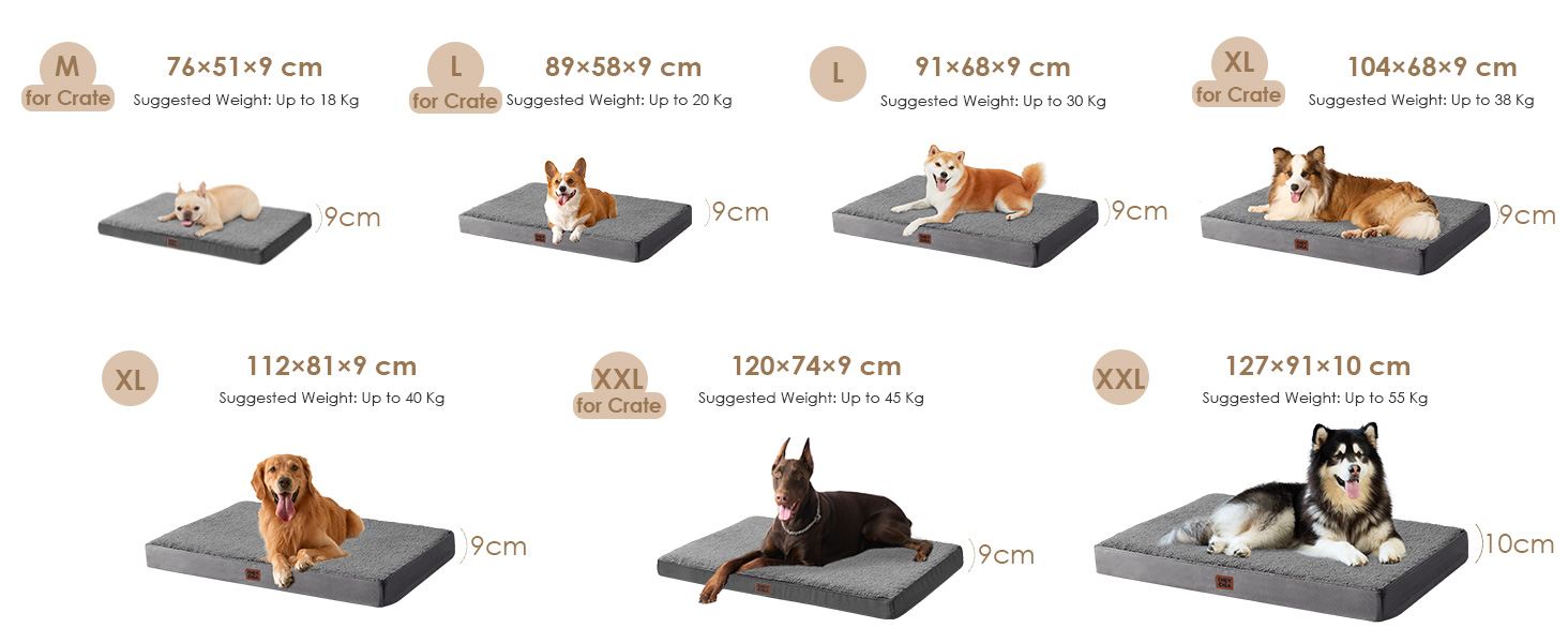 Ортопедичне ліжко для собак середнього розміру EHEYCIGA, 89x58x9 см, сіре, з м'яким наповнювачем, для переноски