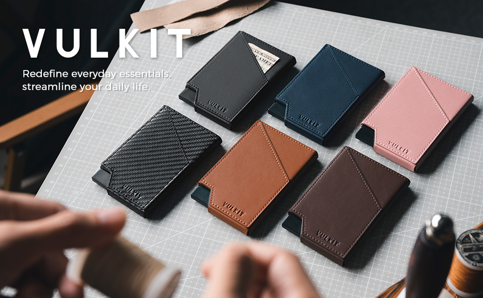 RFID-захисна картхолдер VULKIT з відділенням для грошей, шкіряне еспресо