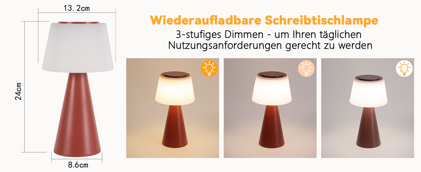 Настільна лампа акумуляторна LED червона 2 шт - бездротова, сенсорна, з USB зарядкою для спальні, вітальні, вулиці