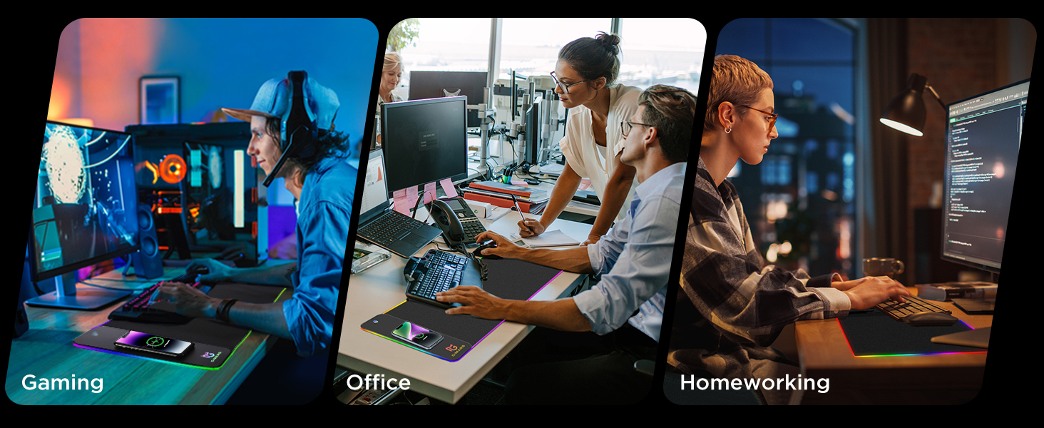 Килимок для миші ігровий Gimars RGB XXL, 800x300x5 мм, з підсвічуванням 12 LED, вологостійкий, з гумовою основою, чорний