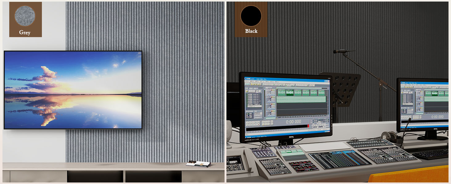 Акустичні панелі JBER самоклеючі для стін, шумопоглинаючі 3D-панелі для студії, офісу та дому, натуральний дуб, 30×30×1 см (набір 12 шт, смугастий дизайн 60×60 см)