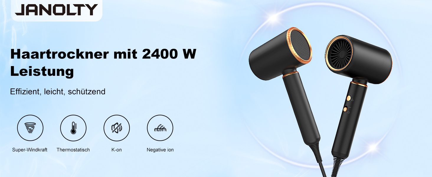 Фен з іонізацією, дифузором та концентратором | 2400W, тихий мотор | 4-в-1, з нагрівом та охолодженням | 4 режими нагріву та 2 швидкості | Швидкий нагрів