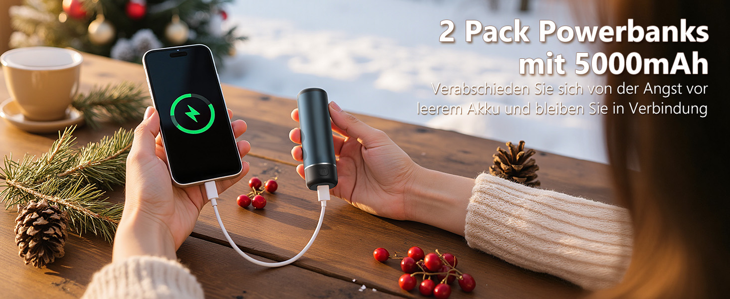 Електричні грілки для рук EXTSUD 2 шт. 5000mAh з USB-зарядкою, 3 режими нагріву, Powerbank для активного відпочинку, подарунок