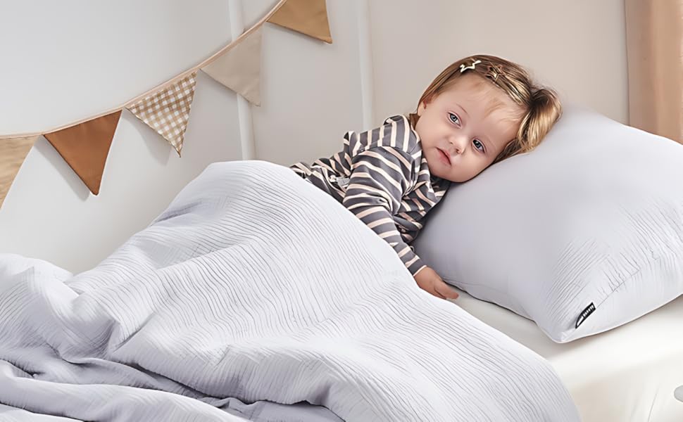 Набір постільної білизни для дитячого ліжечка Kinderbettwäsche: 2 шт. (100x135 см, 40x60 см) | Органічна бавовна, сертифікат ÖkoTex, для алергіків | Набір постільної білизни з мусліну для дітей | Сірий колір