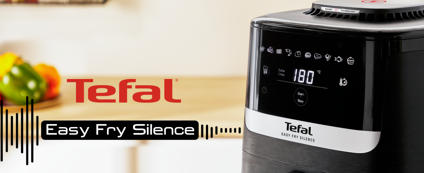 Фритюрниця Tefal Easy Fry Silence 7л, біла - аерофритюрниця з тихим режимом та 10 програмами приготування, EY8421E0