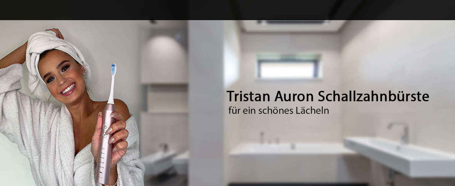 Електрична зубна щітка Tristan Auron SonicMaster - 55 000 вібрацій, 5 режимів, 60 днів акумулятора, UV-стерилізатор, 6 насадок, чорний колір