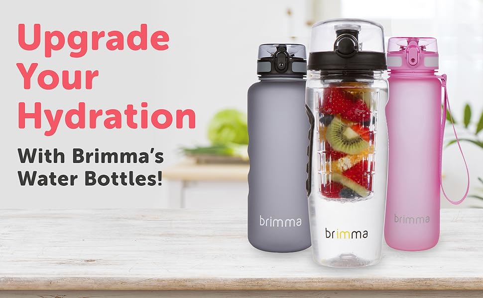 Brimma спортивна пляшка для води 1 л з контейнером для фруктів, герметична, для спорту, школи, рюкзака