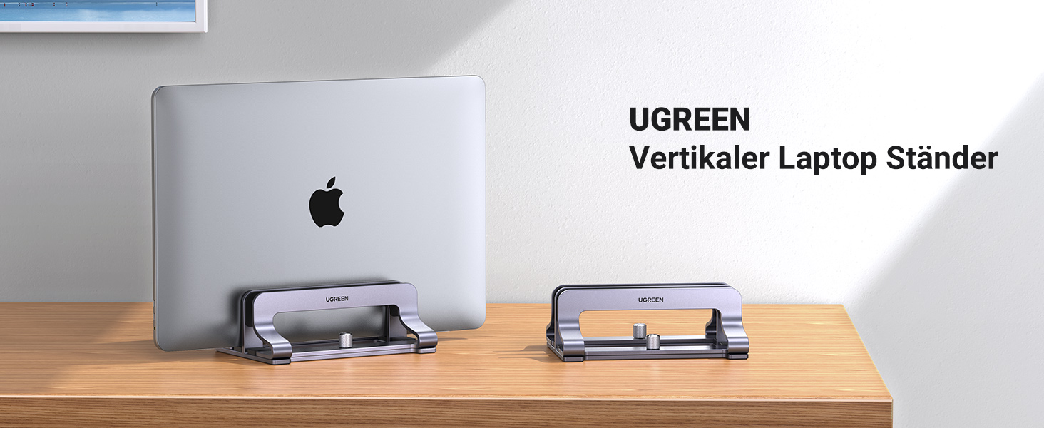 Підставка для ноутбука UGREEN з алюмінію, 2 слоти, вертикальна, для MacBook Pro/Air, iPad, Huawei, Surface, Dell, HP та інші