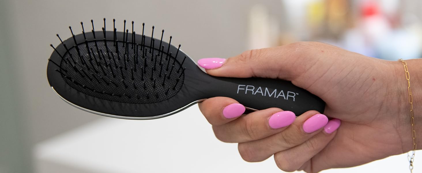 FRAMAR Міні гребінець для волосся - компактний, для подорожей, розплутування, для всіх типів волосся, чорний матовий