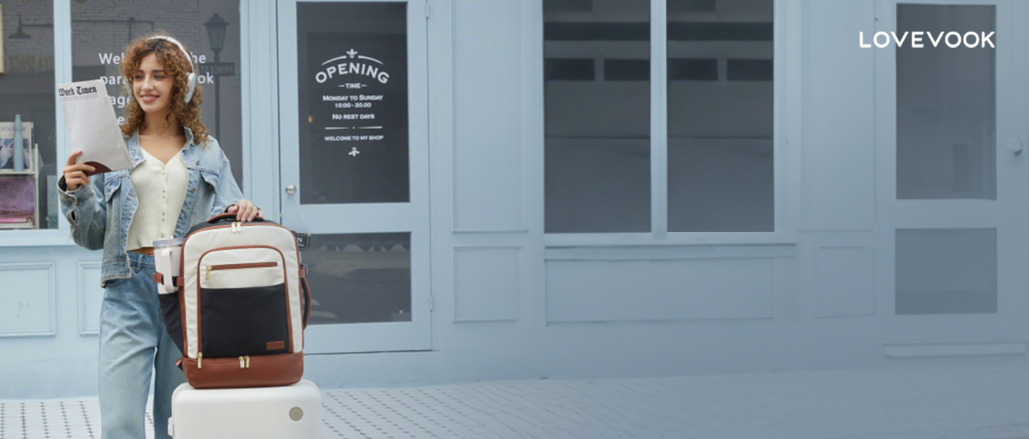 LOVEVOOK Рюкзак для ручної поклажі 40L з окремим відділенням для взуття, жіночий, для подорожей (3 шт.) Бежевий, Зелений