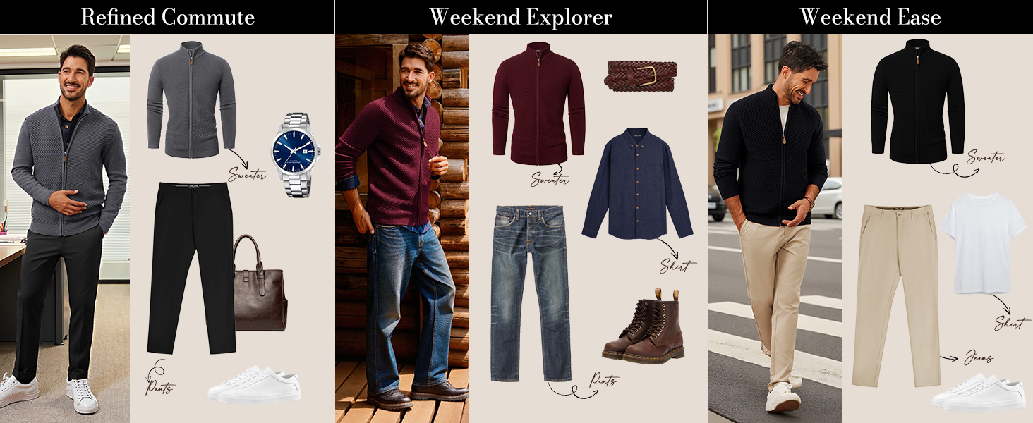 Кардиган чоловічий PJ PAUL JONES з блискавкою та стійким коміром, великий в'язання (M, антрацитний сірий)