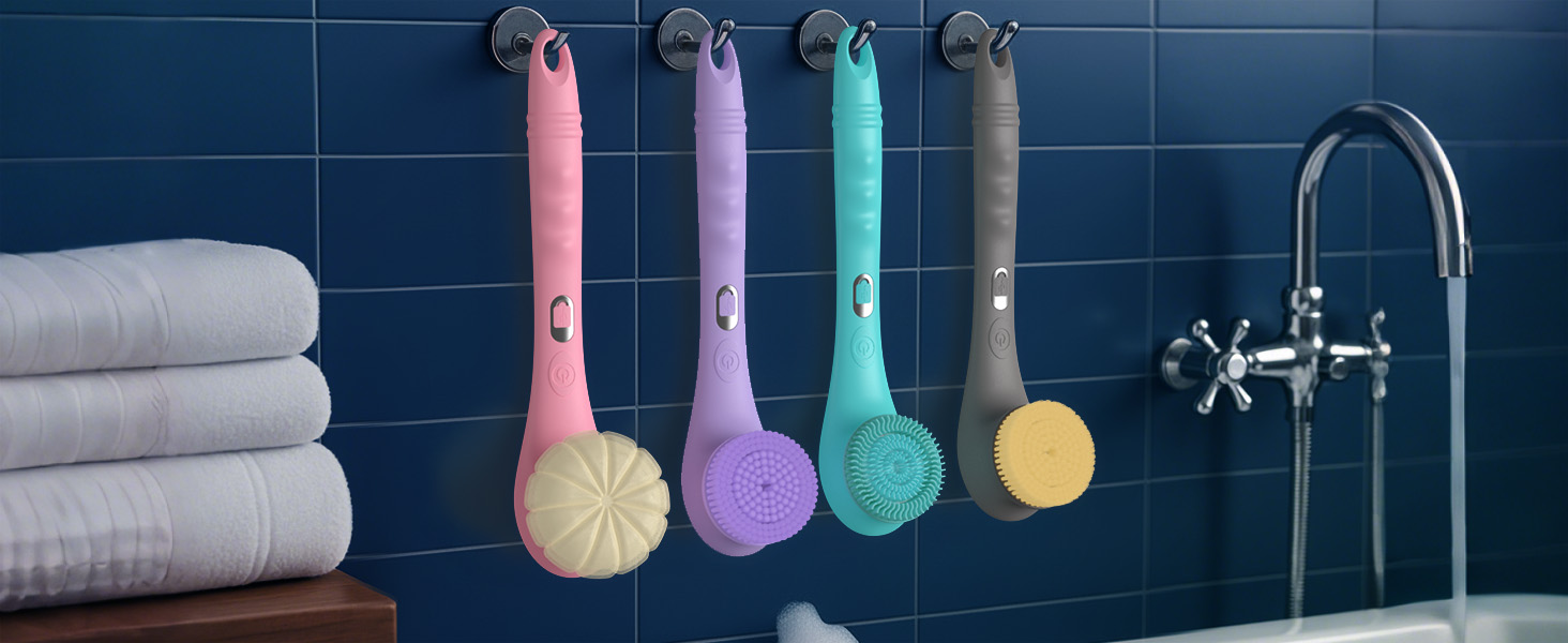 Електрична щітка для спини VOYOR BC300 (сіра): для скрабу та масажу тіла, водонепроникна, USB-зарядка