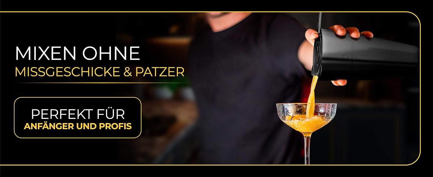 Набір для коктейлів EMPATION: професійний шейкер Boston, 8 предметів, 825 мл, нержавіюча сталь, чорний