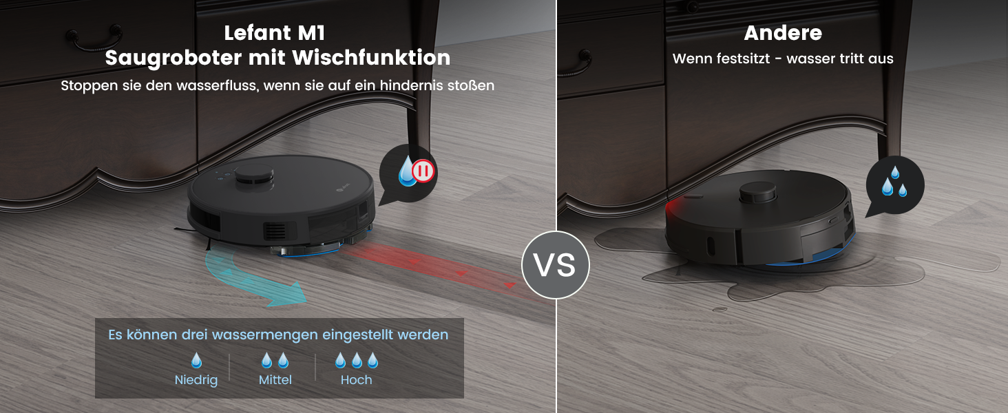 Робот-пилосос Lefant M1 з лазерною навігацією, функцією миття, 5500Pa, 8 зон заборони, керування через додаток/Alexa, для твердих підлог та шерсті тварин