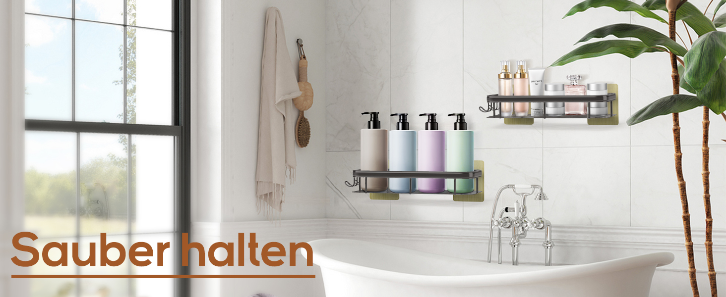 Поличка для душу Dealswin без свердління, 2 шт. - органайзер для ванної кімнати, полиця для зберігання та організації з великою місткістю, тримач для шампуню для душу та ванної кімнати (сірий)