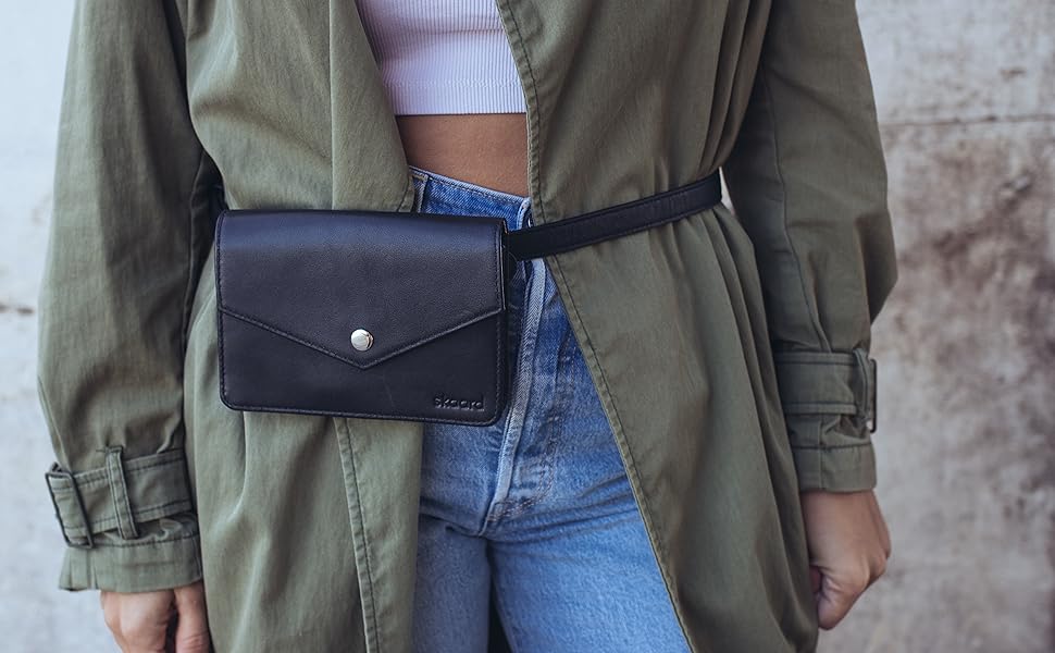 Сумка-бананка Skaard з екошкіри чорного кольору – 3-в-1 (crossbody, на пояс, унісекс) з регульованим ремінцем