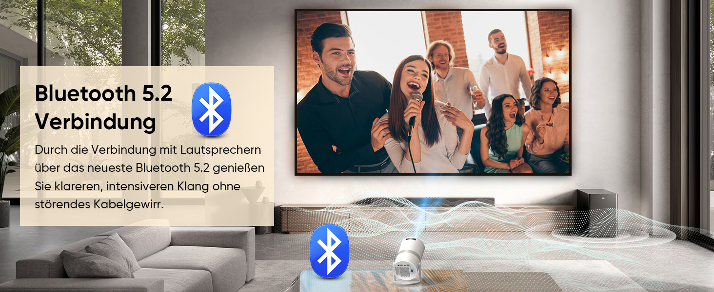 Міні проектор Beamer з автотрапецеїдною корекцією, Android OS, поворот 210°, WiFi 6, Bluetooth, 50% Zoom, Full HD 1080P для дому та на вулицю (сумісний з: смартфоном, Fire TV Stick, ноутбуком, HDMI, USB)