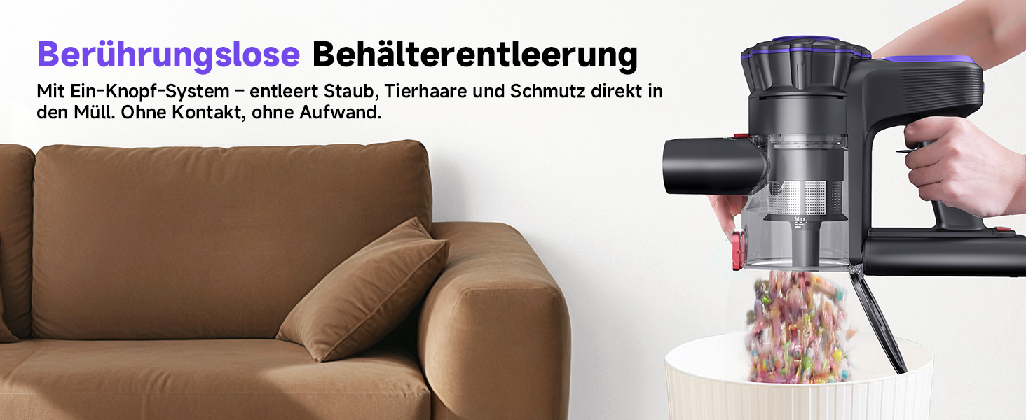 MONSGA Бездротовий акумуляторний пилосос з дисплеєм, 45000Pa, 50 хвилин роботи, антизаплутана щітка, самостійна парковка, док-станція на стіні, 8-шарова фільтрація, безщітковий двигун, для твердих поверхонь, килимів, шерсті тварин, авто