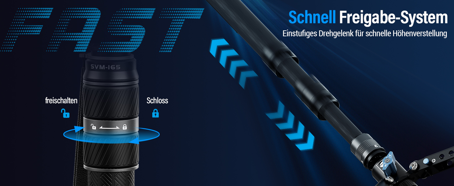 Штатив-монопод SIRUI SVM-165 з вуглецевого волокна | 165 см, професійний, 3-в-1, вантажопідйомність 10 кг, швидка заміна, для DSLR та відео