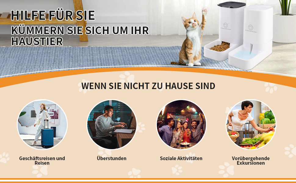 Автоматичний годівниця для котів, 2.1 кг, годівниця та диспенсер води для собак 3.8 л, без електромережі, без PBA, для подорожей, білий