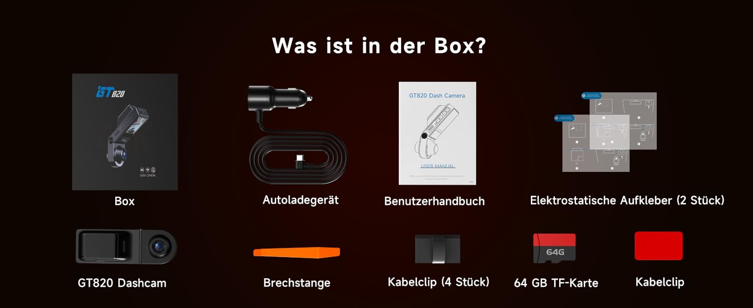 Відеореєстратор E-YEEGER Dashcam Auto 345° Panorama 4K+2.5K з GPS, WiFi, HDR, Нічне бачення, Паркувальний режим, Loop-запис, SD-карта 64GB