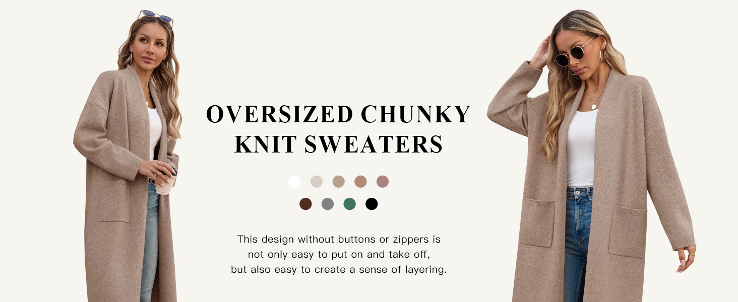 Жіночий кардиган Fisoew: довгий, оверсайз, з довгим рукавом та кишенями. Бежевий, XXL