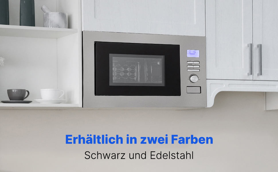 Вбудована мікрохвильова піч Bomann з грилем та конвекцією | 60 см | 900 Вт | 25 л | MWG 3001 H EB inox (Чорний)