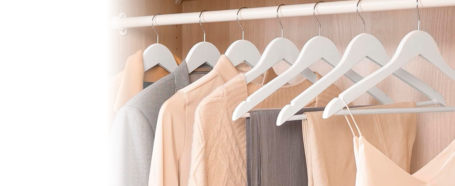 Вішалки для одягу Edihome, дерев'яні, набір з 20 шт., з неслизьким тримачем для штанів, вирізами для плечей, поворотним гачком 360°, для костюмів, сорочок