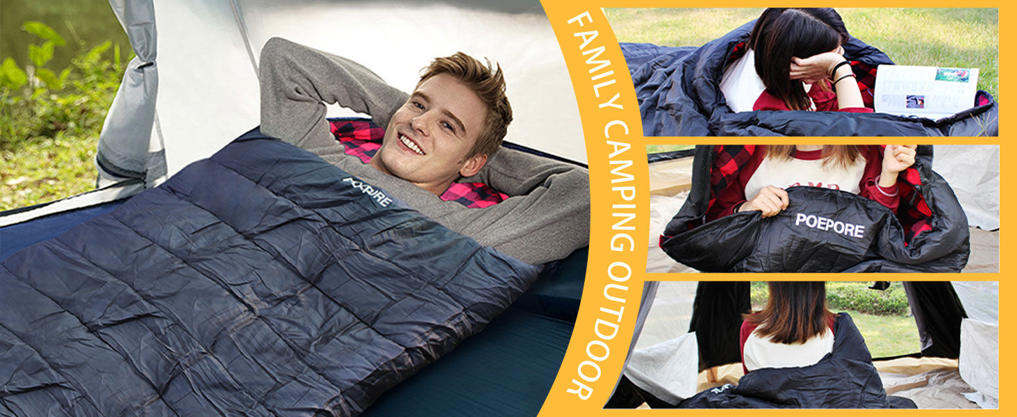 Спальний мішок Poepore Outdoor Winter для дорослих, Extra Wide, 3-4 сезони, XXL, теплий, бавовна, фланель, для кемпінгу, походів, пригод, 230*100 см, 0°C (Червоний, -6°C)