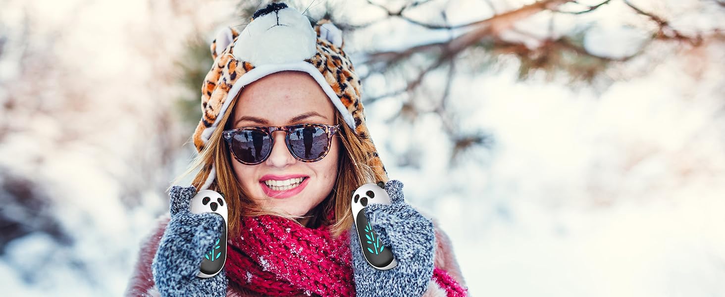 Електричний грієчка для рук, перезаряджається, 6000 mAh, USB, портативний, для жінок та чоловіків, для відпочинку на природі, кемпінгу, полювання, гольфу, Panda, чорний