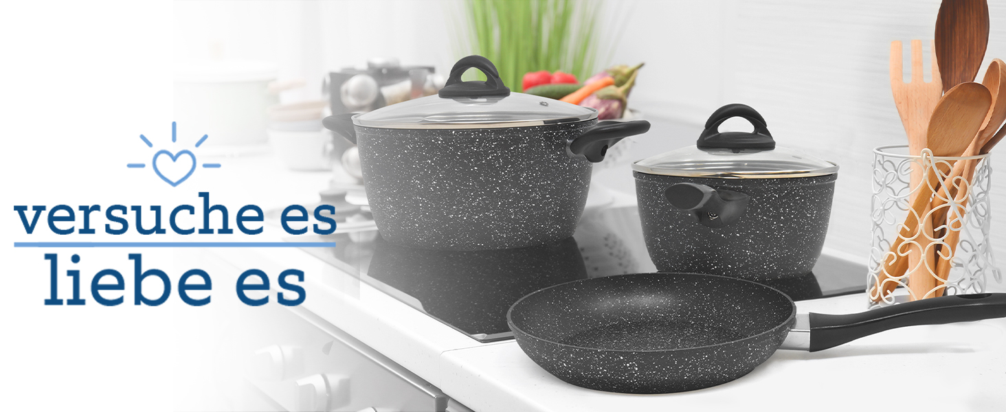Набір сковорідок Joeji's Kitchen 3 шт. для індукції, антипригарні сковороди, набір для смаження, підходить для індукційних плит