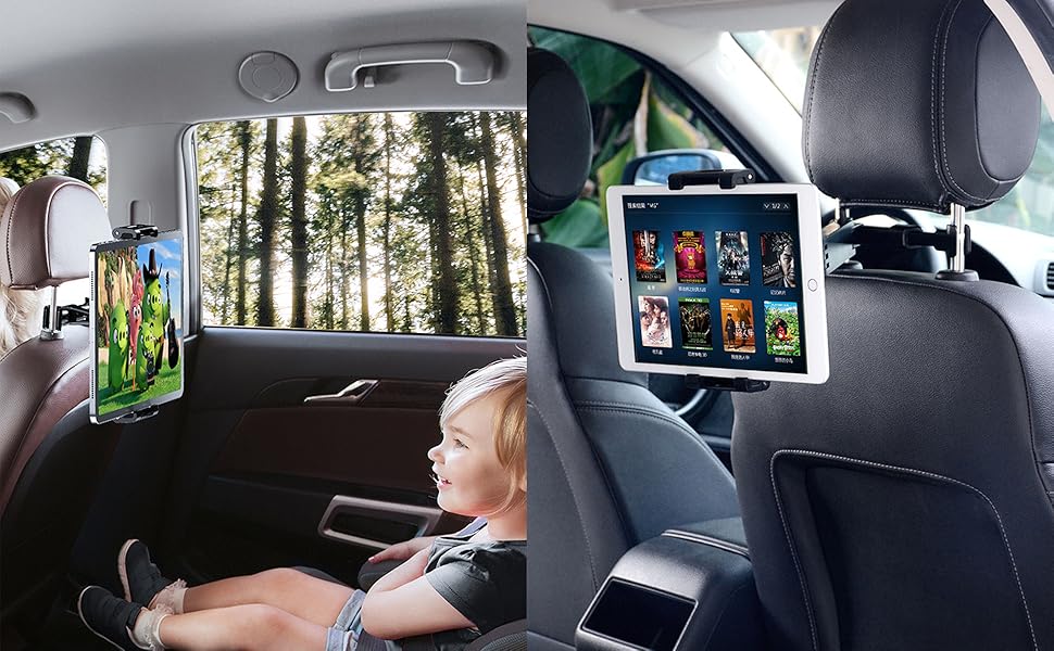 Тримач для планшета в авто, регульований, для iPad/iPhone/Samsung Galaxy/Kindle Fire/Nintendo Switch, 4.4-11 дюймів, Чорний/Червоний