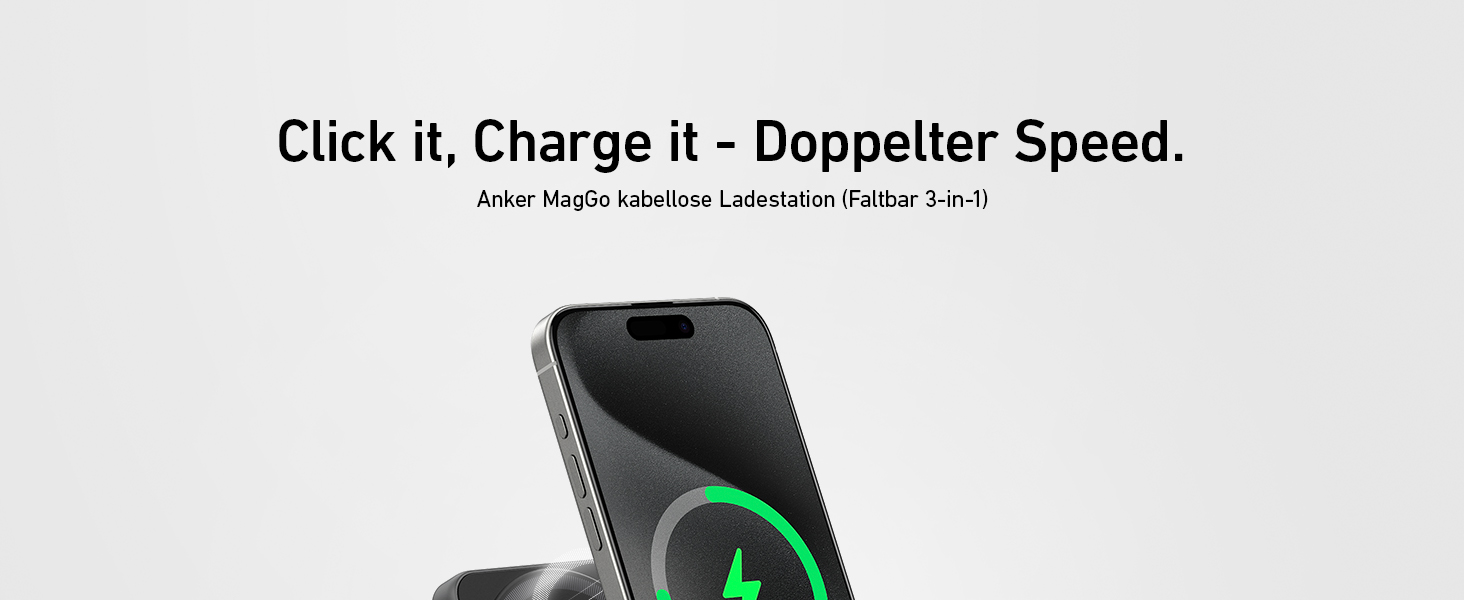 Anker MagGo 3-в-1 Бездротова Зарядна Станція Qi2 15W MagSafe для iPhone 17/16/15/14, Apple Watch 9, AirPods (з USB-C 40W адаптером) - Чорна