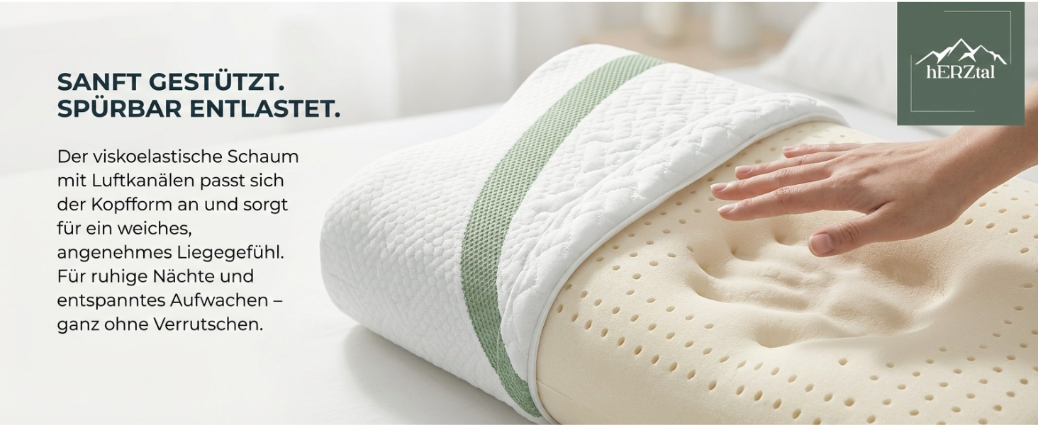 Ортопедична подушка для шиї з Memory Foam – Ергономічна подушка для сну на боці, спині та животі. Подушка для підтримки шийного відділу хребта, проти болю в шиї. Oeko-Tex, знімний чохол.