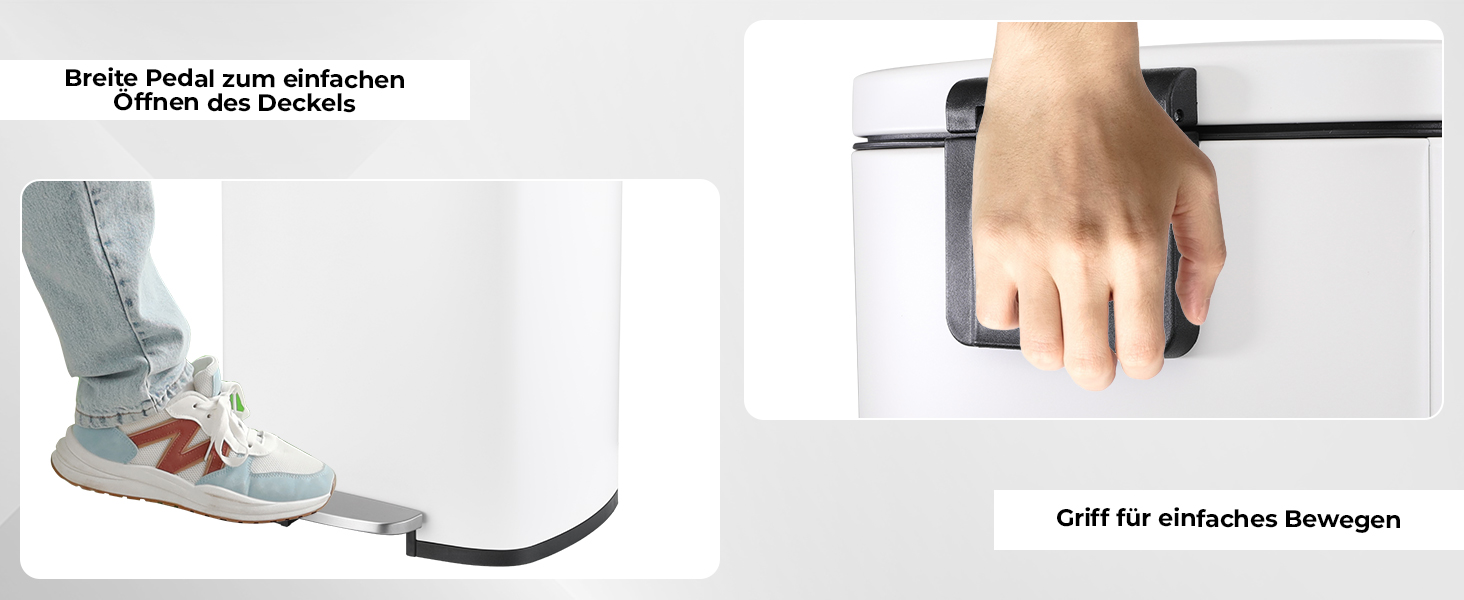 Відро для сміття LIFERUN 30л з кришкою, з м'яким закриттям, сталеве, з внутрішнім відром, для кухні, ванної кімнати, офісу