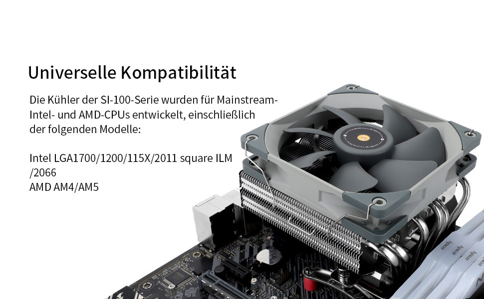 Thermalright SI-100: Повітряний кулер для CPU з 6 теплових трубок, тихий вентилятор TL-E12B PWM, технологія AGHP 3.0, сумісний з AMD AM4/AM5 та Intel 1150/1151/1200/1700/2066