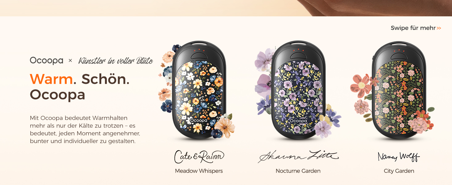 Електричні грілки для рук Ocoopa 2 шт. з магнітом, 5000mAh, 3 режими нагріву, компактні, чорні