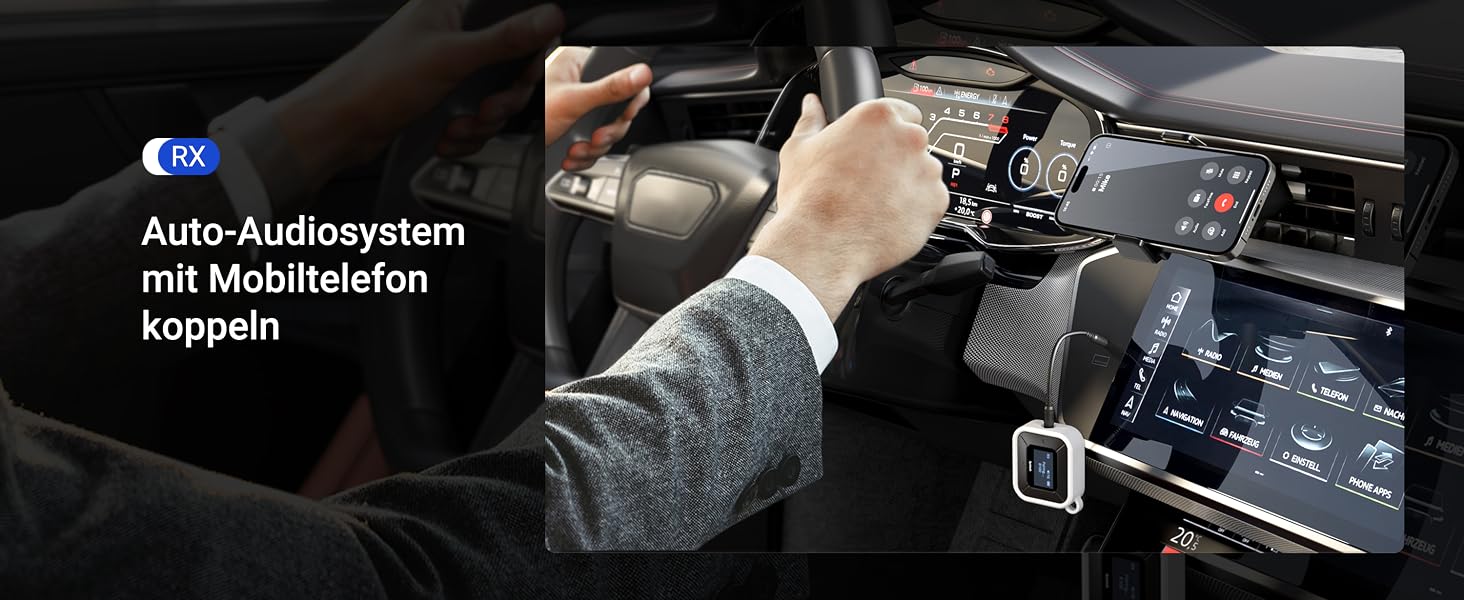 Bluetooth-трансмітер та ресивер Syntech 5.3 з LED-дисплеєм, адаптер 3.5 мм AUX для літака, авто та навушників AirPods, низька затримка, Dual Link, білий