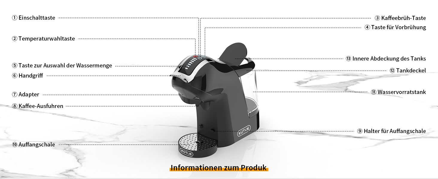 Кавомашина KOTLIE 5-в-1 для капсул, меленої кави та ESE (44 мм), чорна (EM-308A)