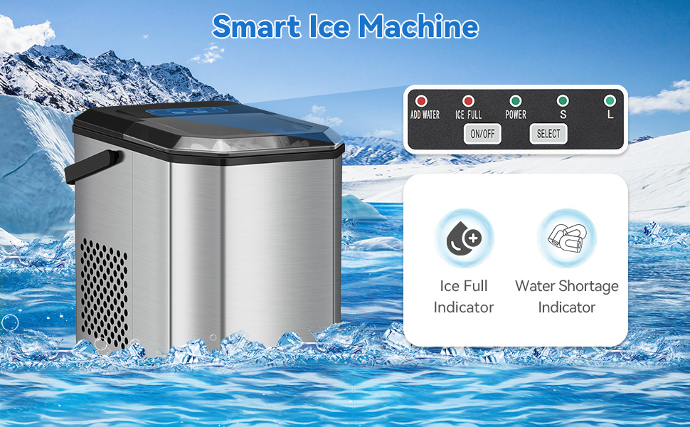 Льодогенератор Eiswürfelmaschine 120W, 9 кубиків за 6 хв, 11.8 кг/24год, самоочищення, з лопаткою та кошиком для вечірок, офісу, бару, кемпера, 2.3 л