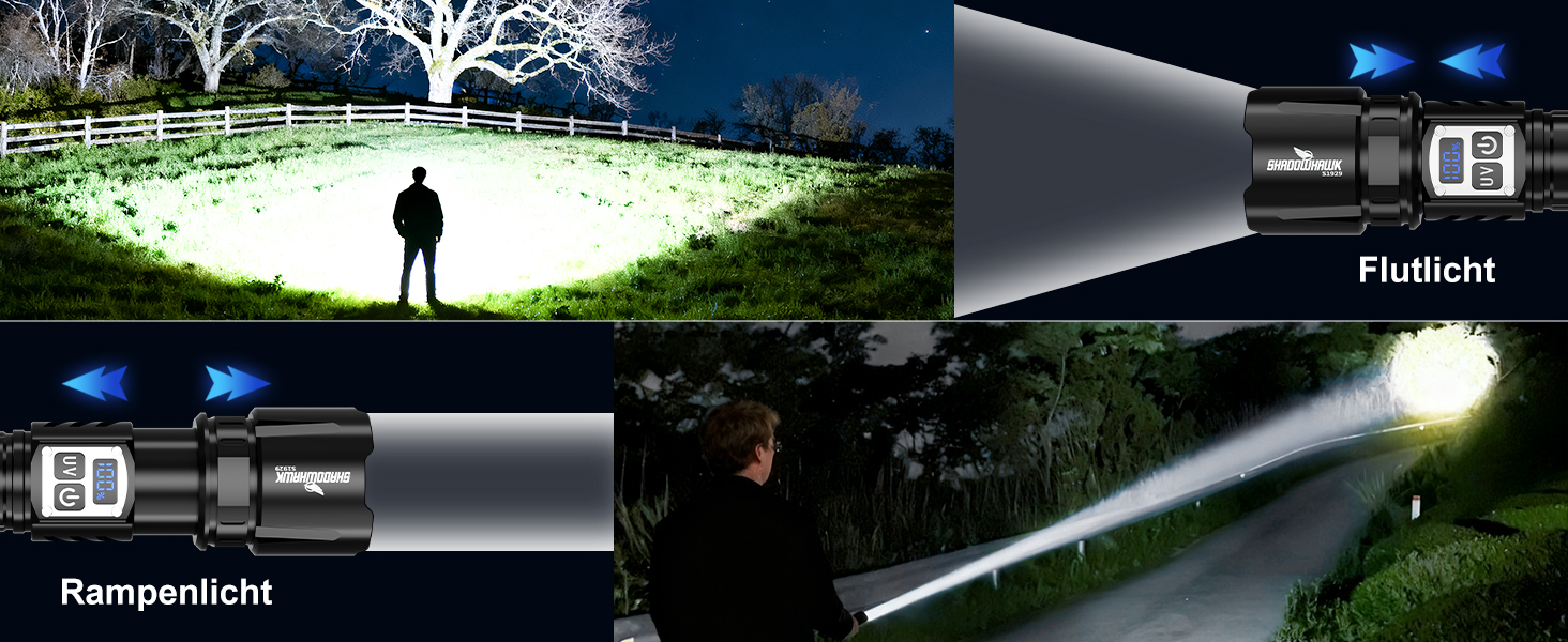 Ліхтар Shadowhawk 2-в-1 LED/UV, акумуляторний, 500000 люмен. Ідеально для інспекції, кемпінгу та відпочинку на природі. З регулюванням яскравості та UV-режимом.