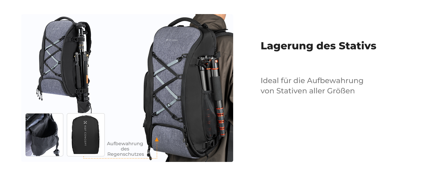 Рюкзак для камери K&F Concept 30L, водонепроникний, з захистом від дощу, для DSLR/SLR, 16