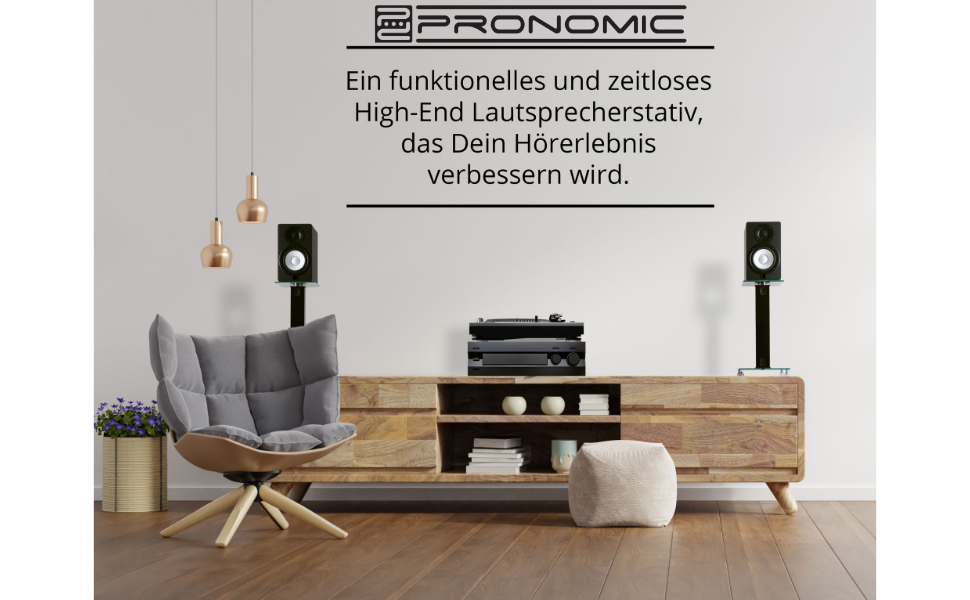 Підставка для колонок Pronomic SLS-282 BK (пара) - Стильний дизайн з 2 скляними пластинами, регульовані шпильки та гумові ніжки, приховане кабельне провідництво, вантажопідйомність 10 кг