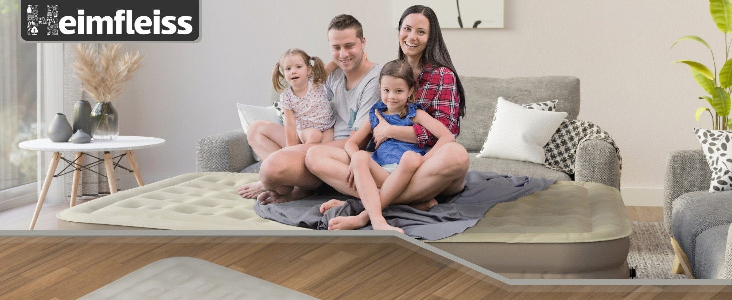 Надувний матрац самонадувний Heimfleiss® 150x200 см | Преміум якість | Для гостей та кемпінгу | З насосом (2 особи, Бежевий)