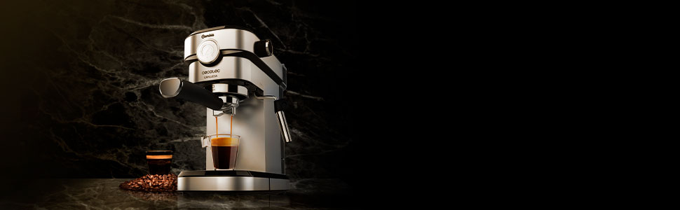 Еспресо-машина Cecotec Cafelizzia 790 Steel Pro, 1350Вт, 20 бар, термоблок, манометр, автоматичний режим, для еспресо та капучино, 1,2 л, нержавіюча сталь