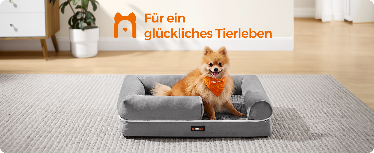 Ортопедичне ліжко для собак Feandrea, м'яке, з піднятими бортиками, 91x68x18 см, знімний чохол, антиковзаюча підставка