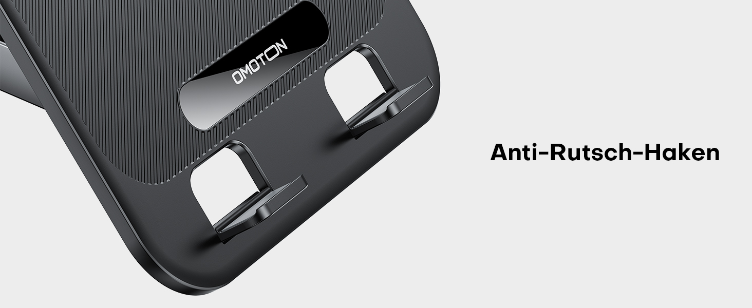 Підставка для ноутбука OMOTON, міцна металева основа, 360° обертання, складана ергономічна підставка для ноутбука – для 15-дюймових MacBook та ноутбуків – класичний чорний колір